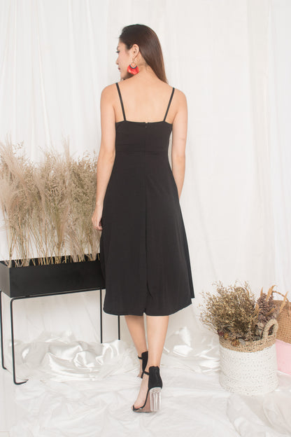 Alain Drape Dress in Black