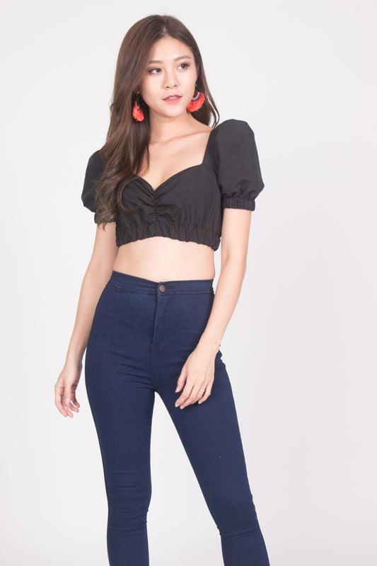 Seta Sleeved Top in Black