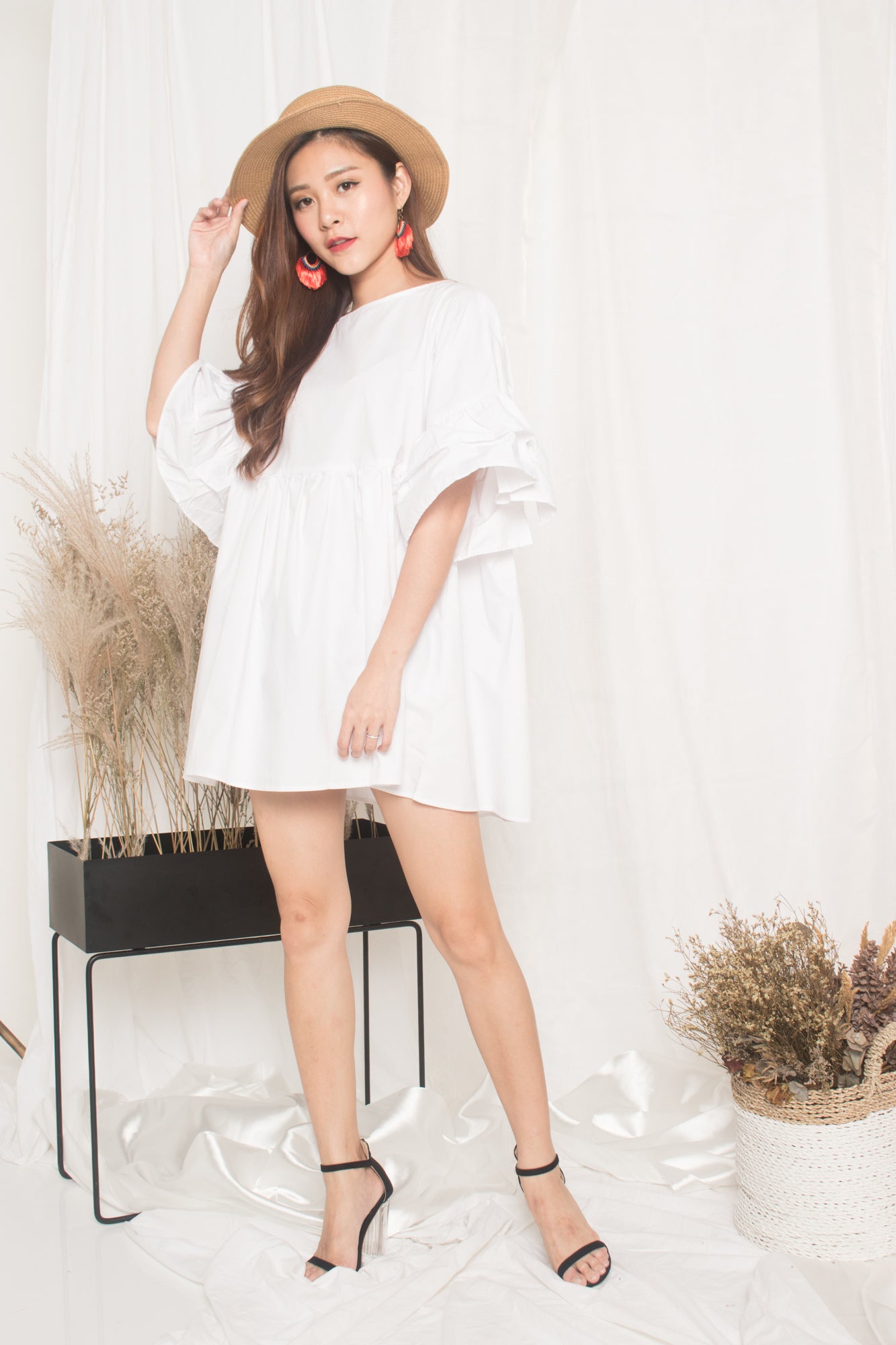 Fersa Babydoll Dress in White