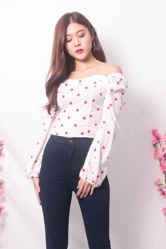 Yesie 2 Way Polkadot Top in White