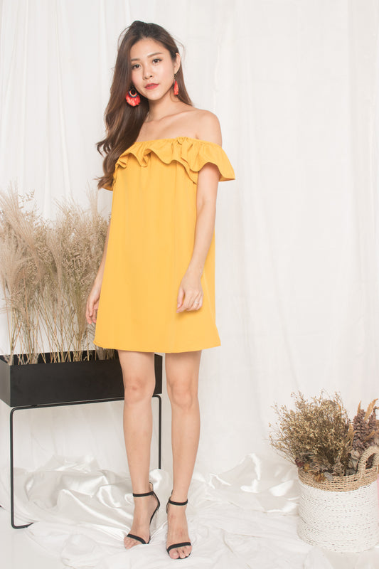 Joelina 3 Ways Flutter Dress in Mustard