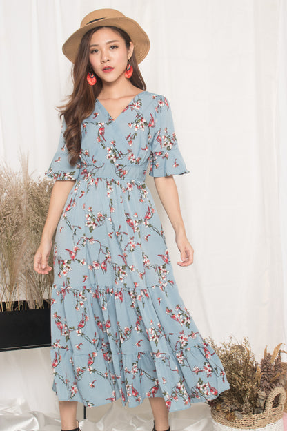 Sassy Island Floral Dress In Blue