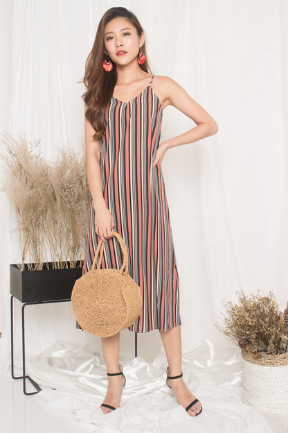 Jerda Stripes Dress in Pink