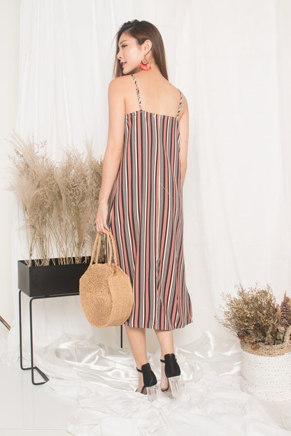 Jerda Stripes Dress in Pink