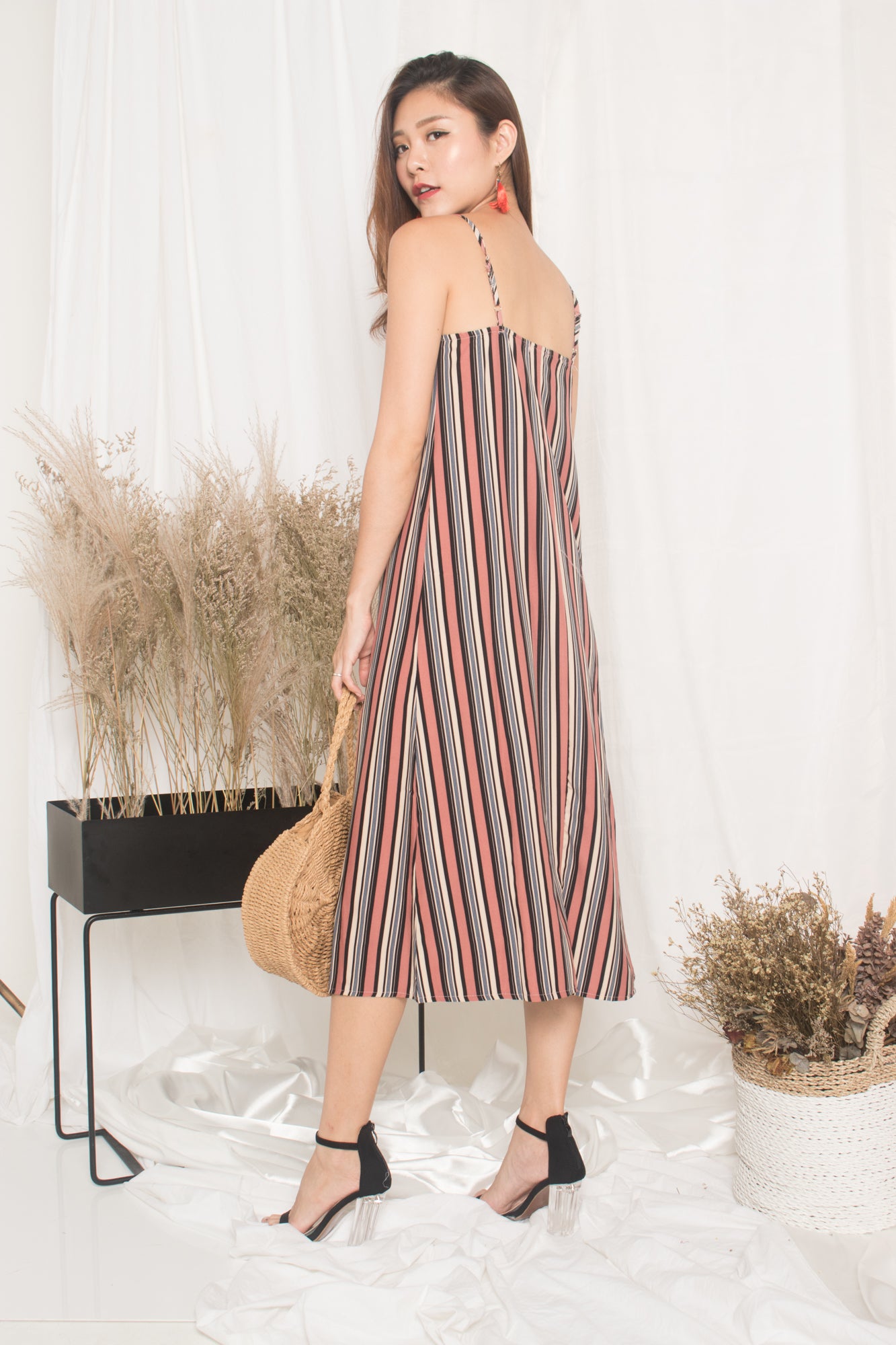 Jerda Stripes Dress in Pink