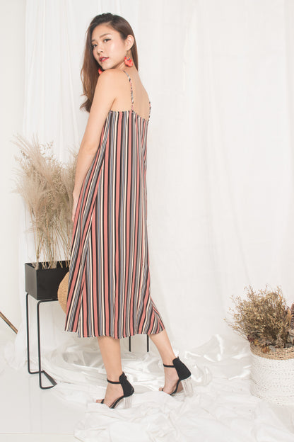 Jerda Stripes Dress in Pink