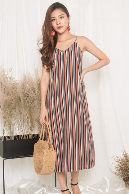 Jerda Stripes Dress in Pink