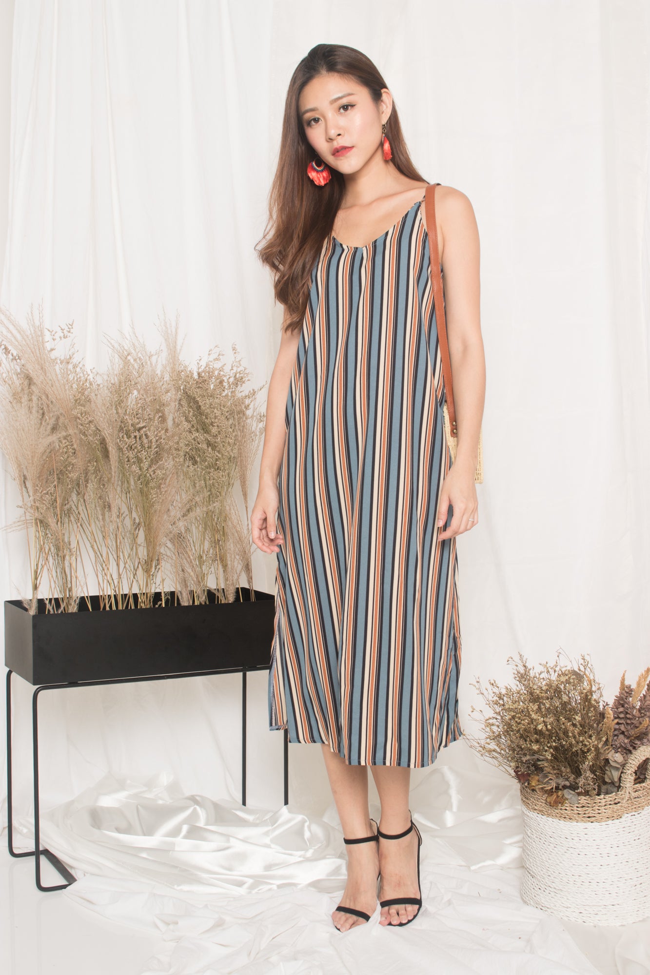 Jerda Stripes Dress in Blue