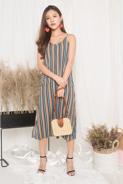 Jerda Stripes Dress in Blue