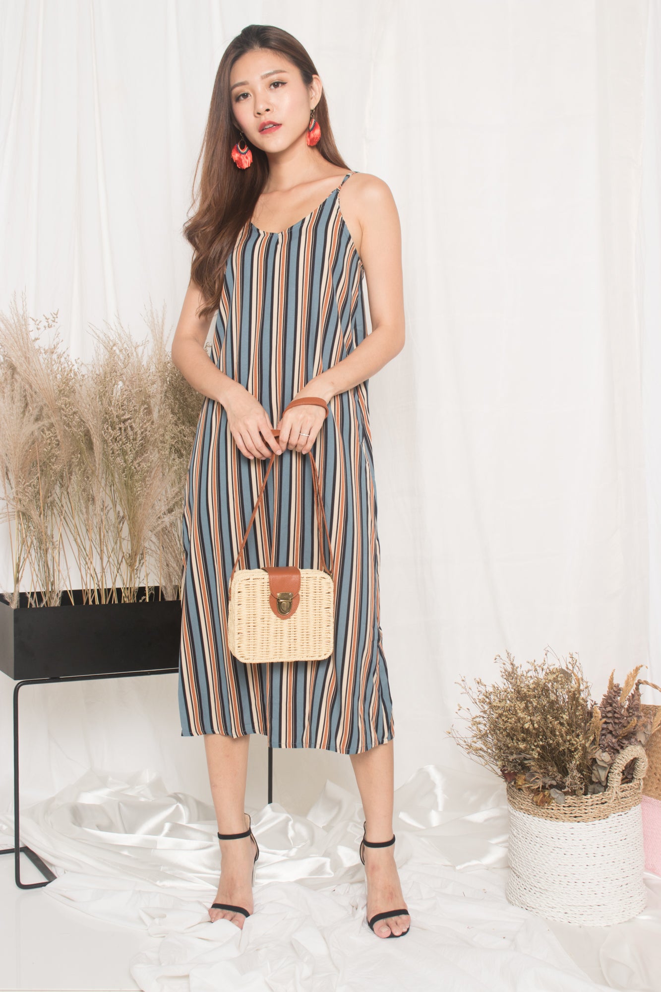 Jerda Stripes Dress in Blue