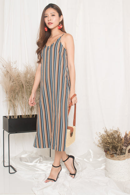 Jerda Stripes Dress in Blue