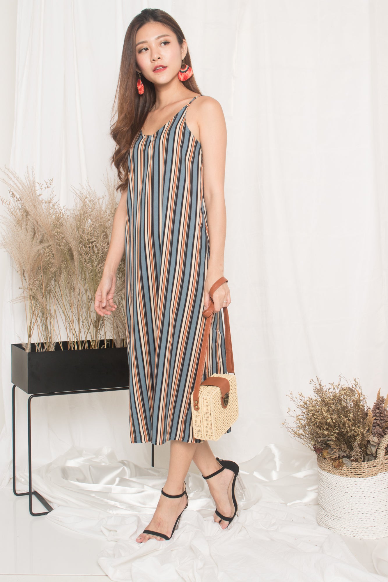 Jerda Stripes Dress in Blue