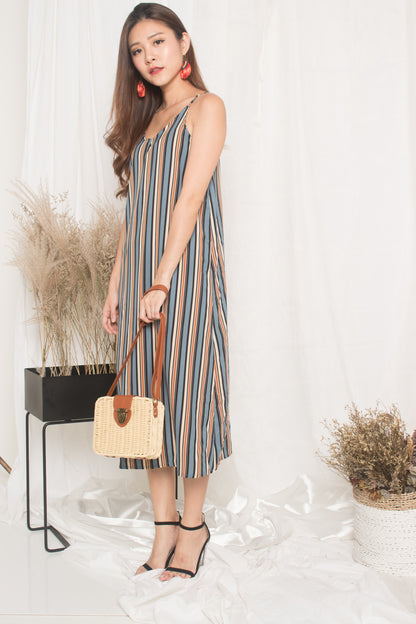 Jerda Stripes Dress in Blue