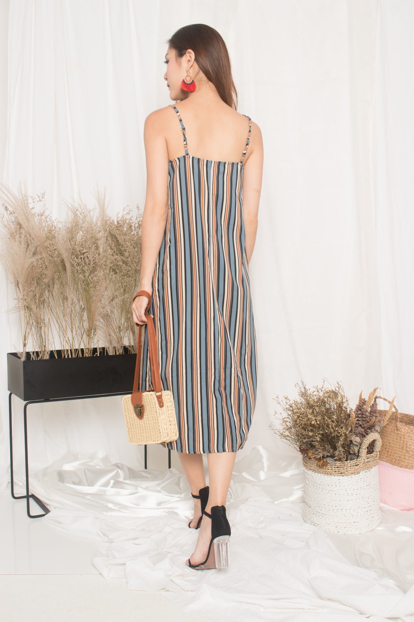 Jerda Stripes Dress in Blue