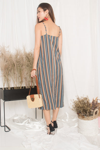 Jerda Stripes Dress in Blue