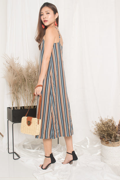 Jerda Stripes Dress in Blue