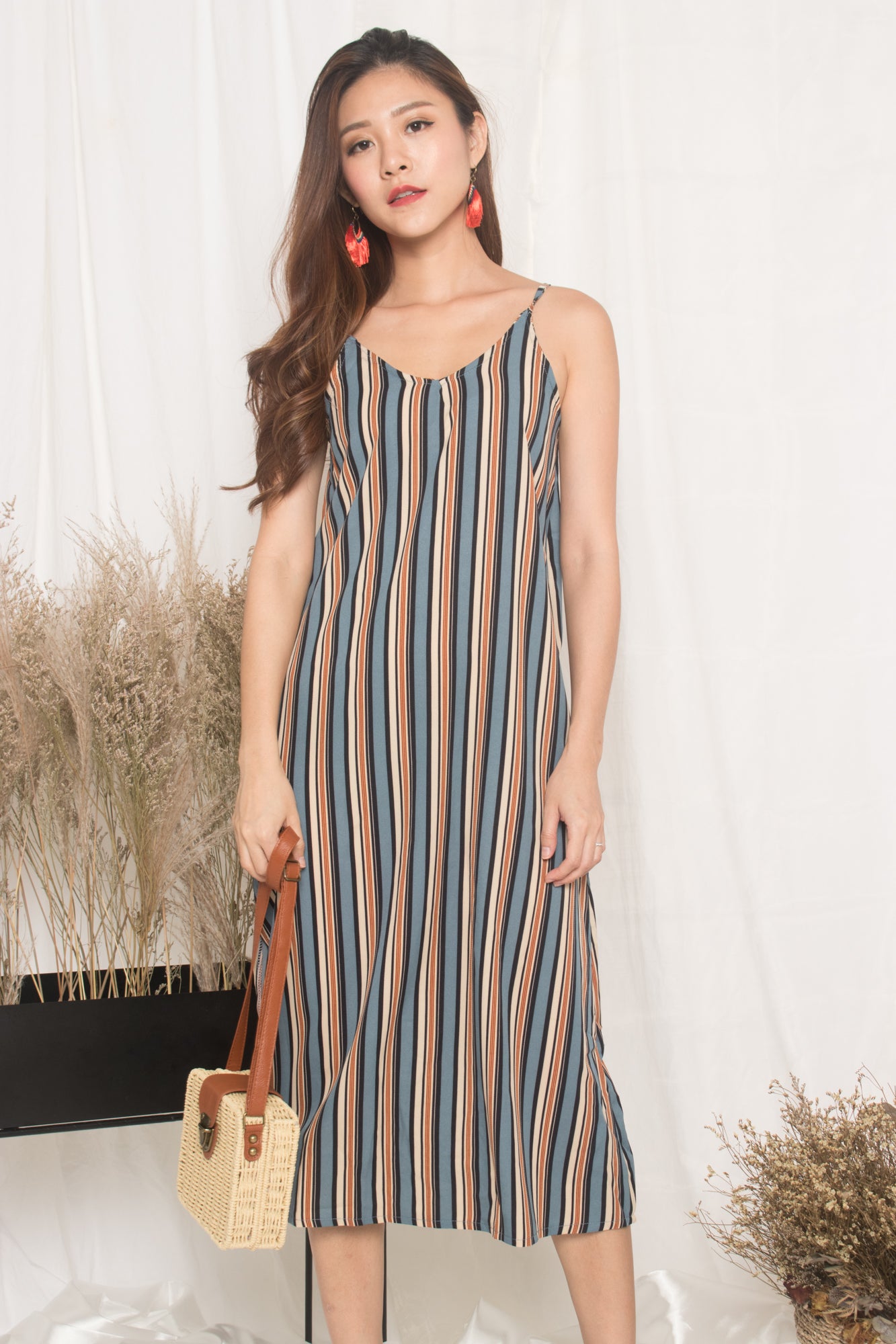 Jerda Stripes Dress in Blue