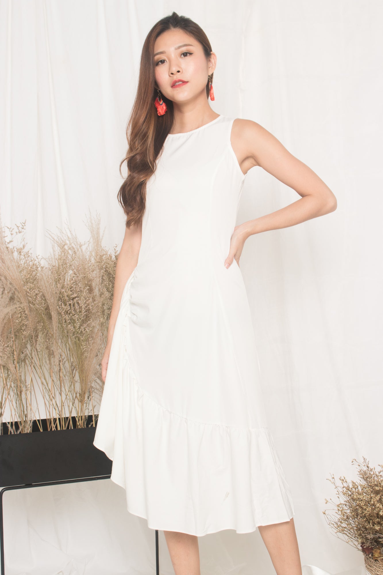 Cixia Flutter Dress in White