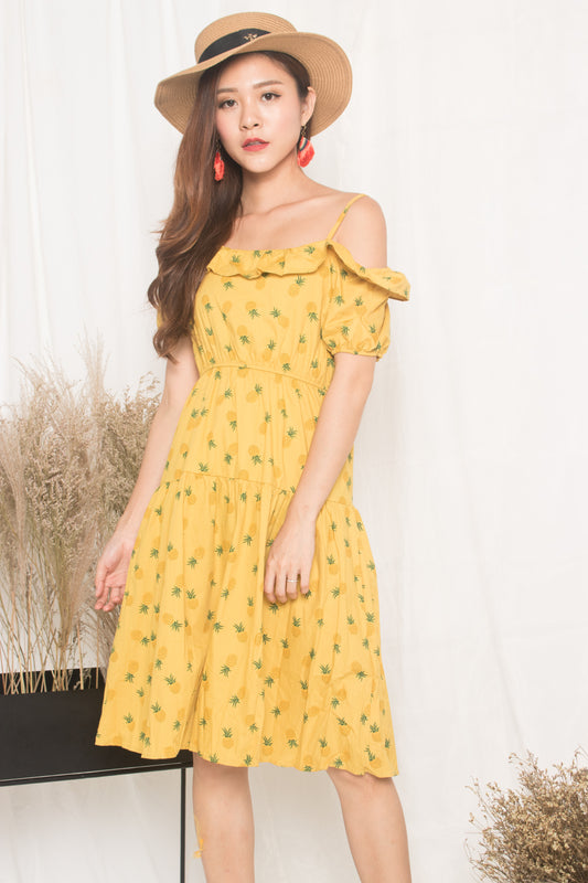 Sabre Toga Pineapple Dress in Yellow