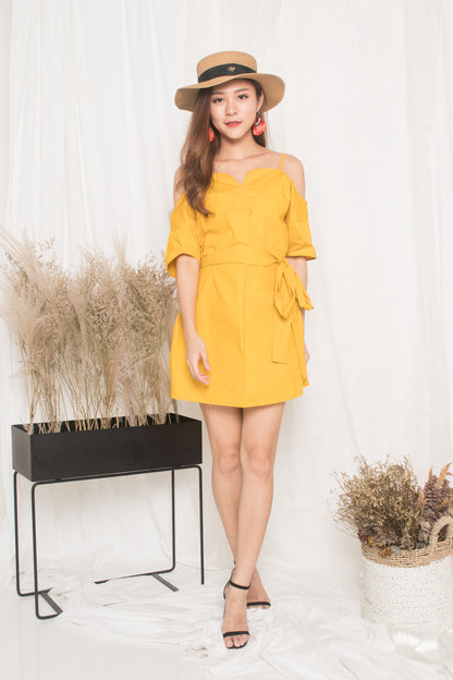 Darcey Off Shoulder Dress in Marigold