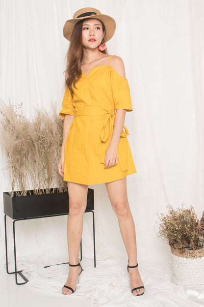 Darcey Off Shoulder Dress in Marigold