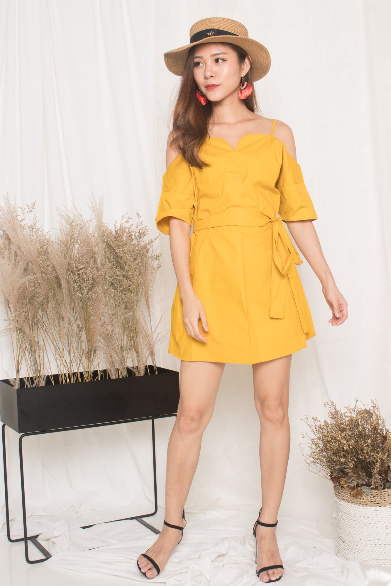 Darcey Off Shoulder Dress in Marigold