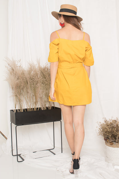 Darcey Off Shoulder Dress in Marigold