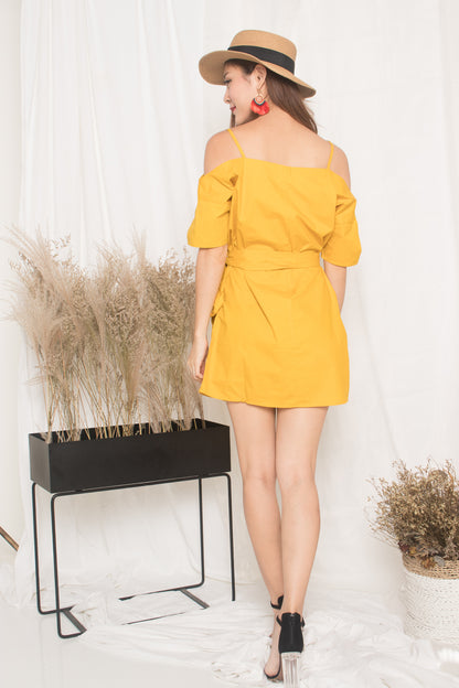 Darcey Off Shoulder Dress in Marigold