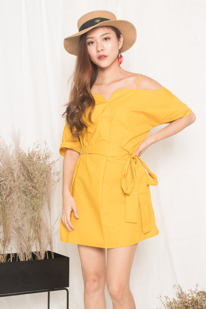 Darcey Off Shoulder Dress in Marigold