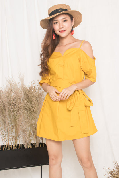 Darcey Off Shoulder Dress in Marigold