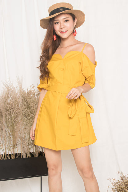 Darcey Off Shoulder Dress in Marigold