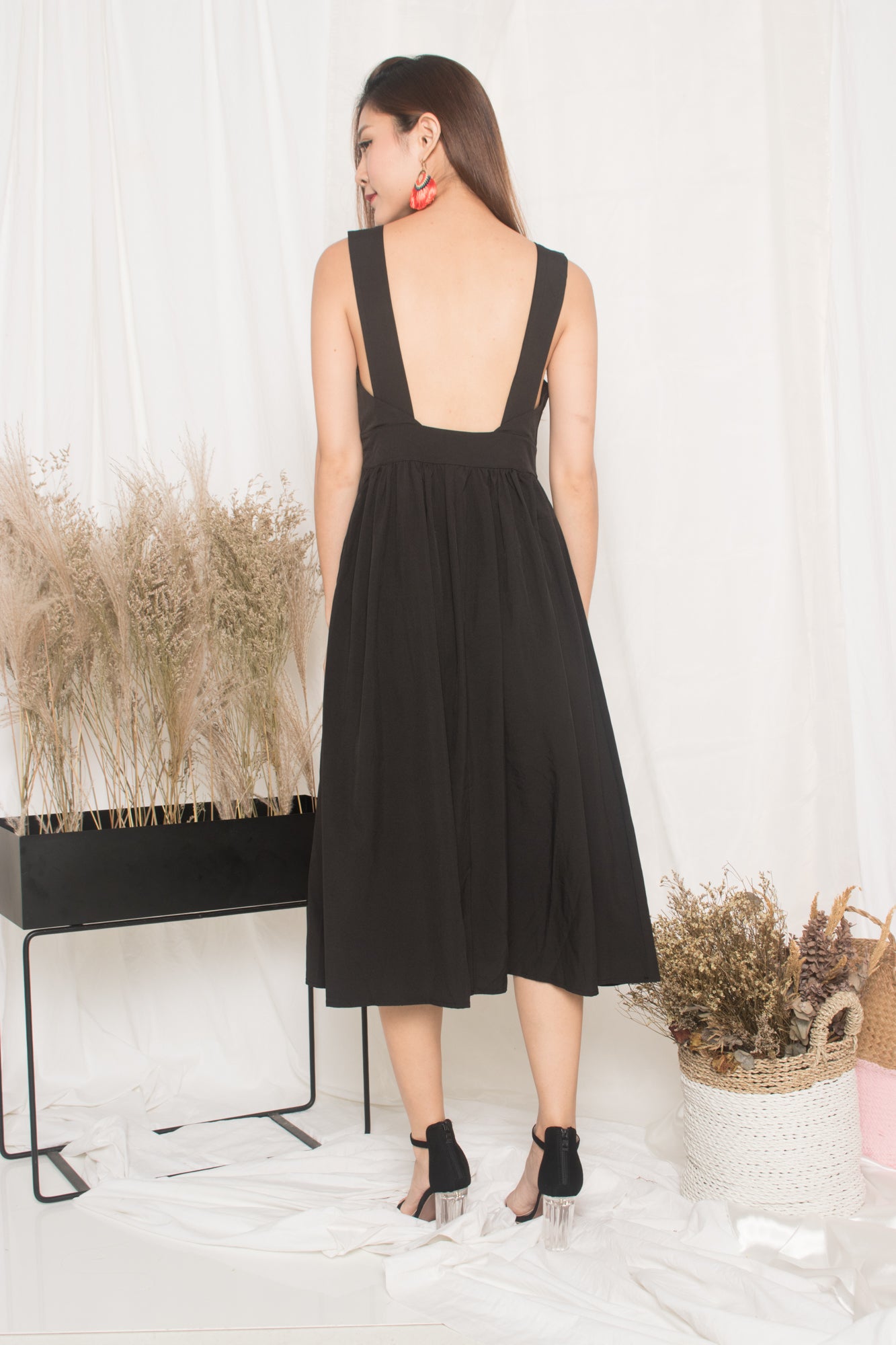 Maisie Low Back Dress in Black