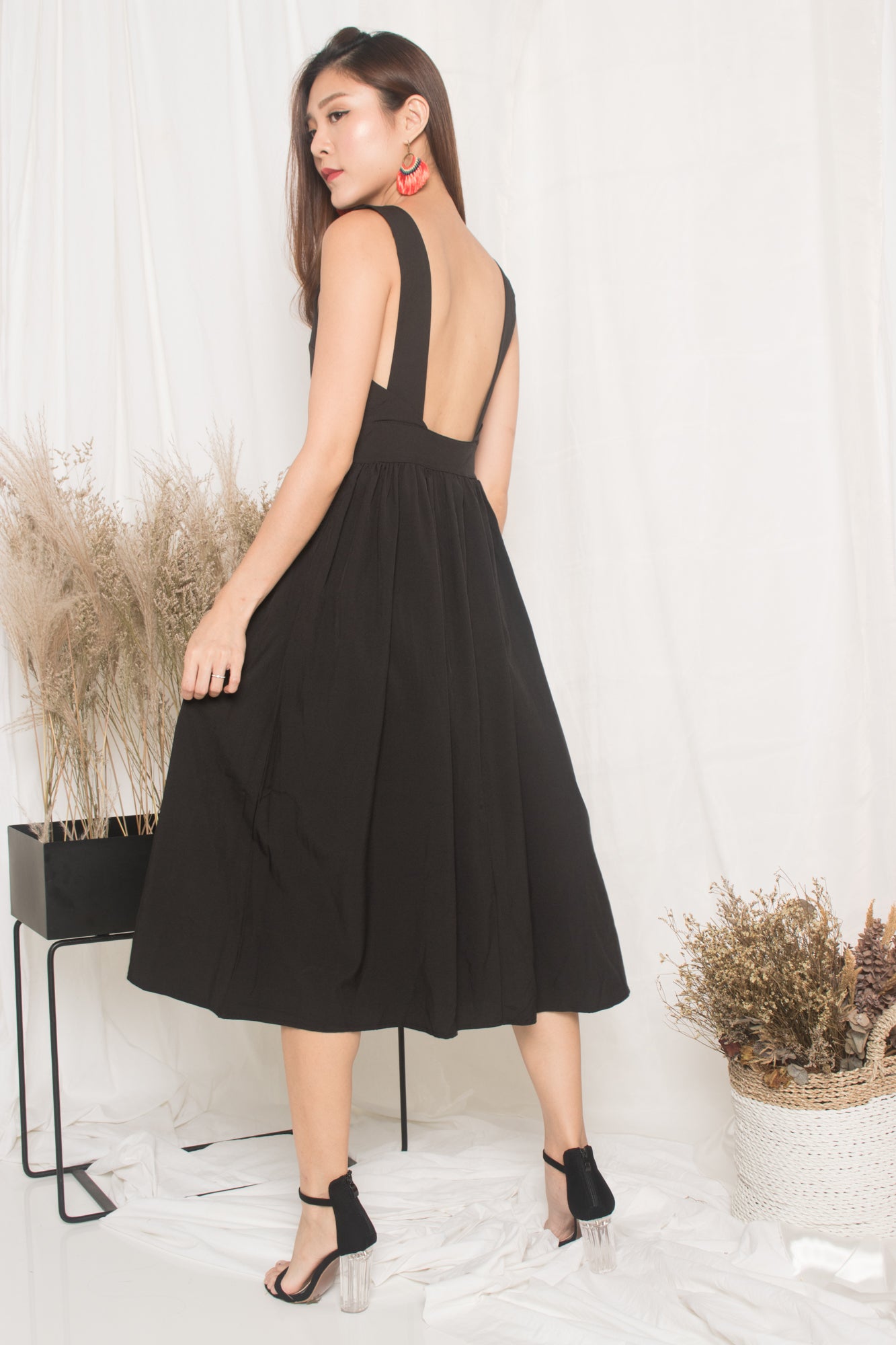 Maisie Low Back Dress in Black