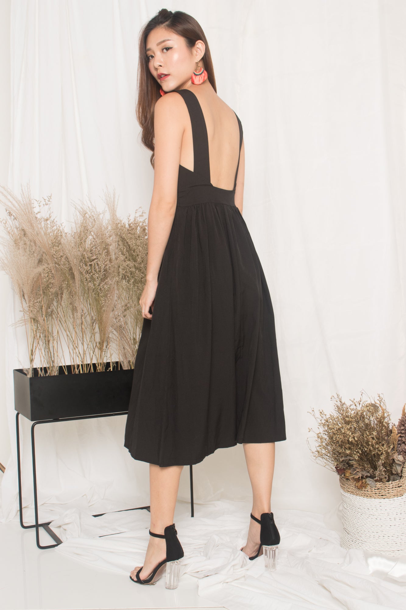 Maisie Low Back Dress in Black