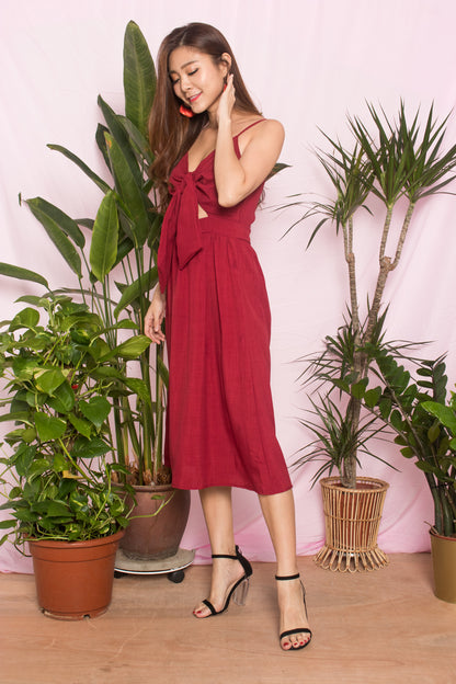 Julea Ribbon Dress in Burgundy