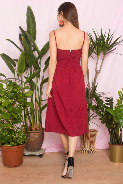 Julea Ribbon Dress in Burgundy