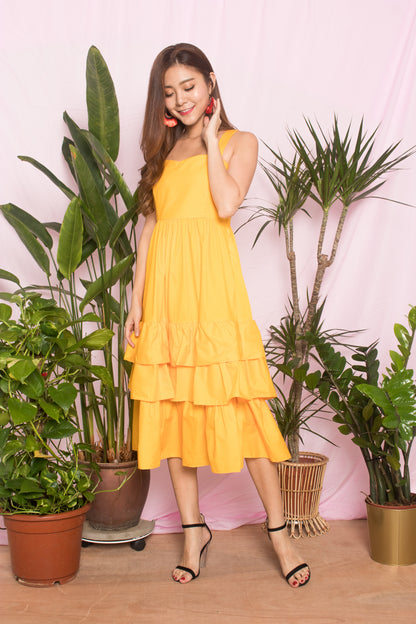 OPHELIA FLARE DRESS IN YELLOW