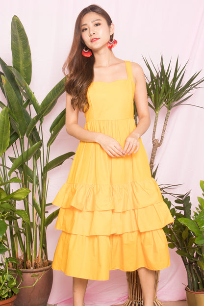 OPHELIA FLARE DRESS IN YELLOW