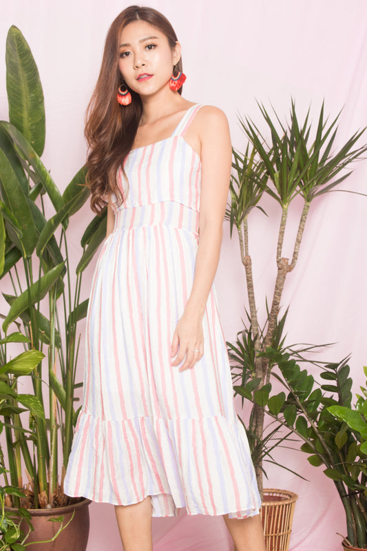 Chloey Stripes Dress in Pink