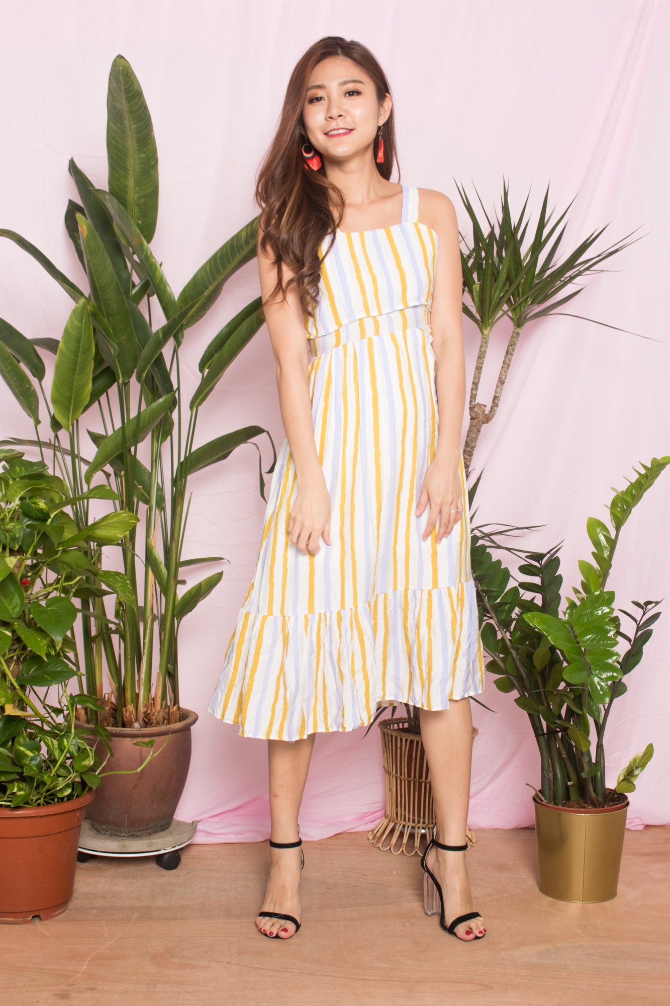 Chloey Stripes Dress in Yellow