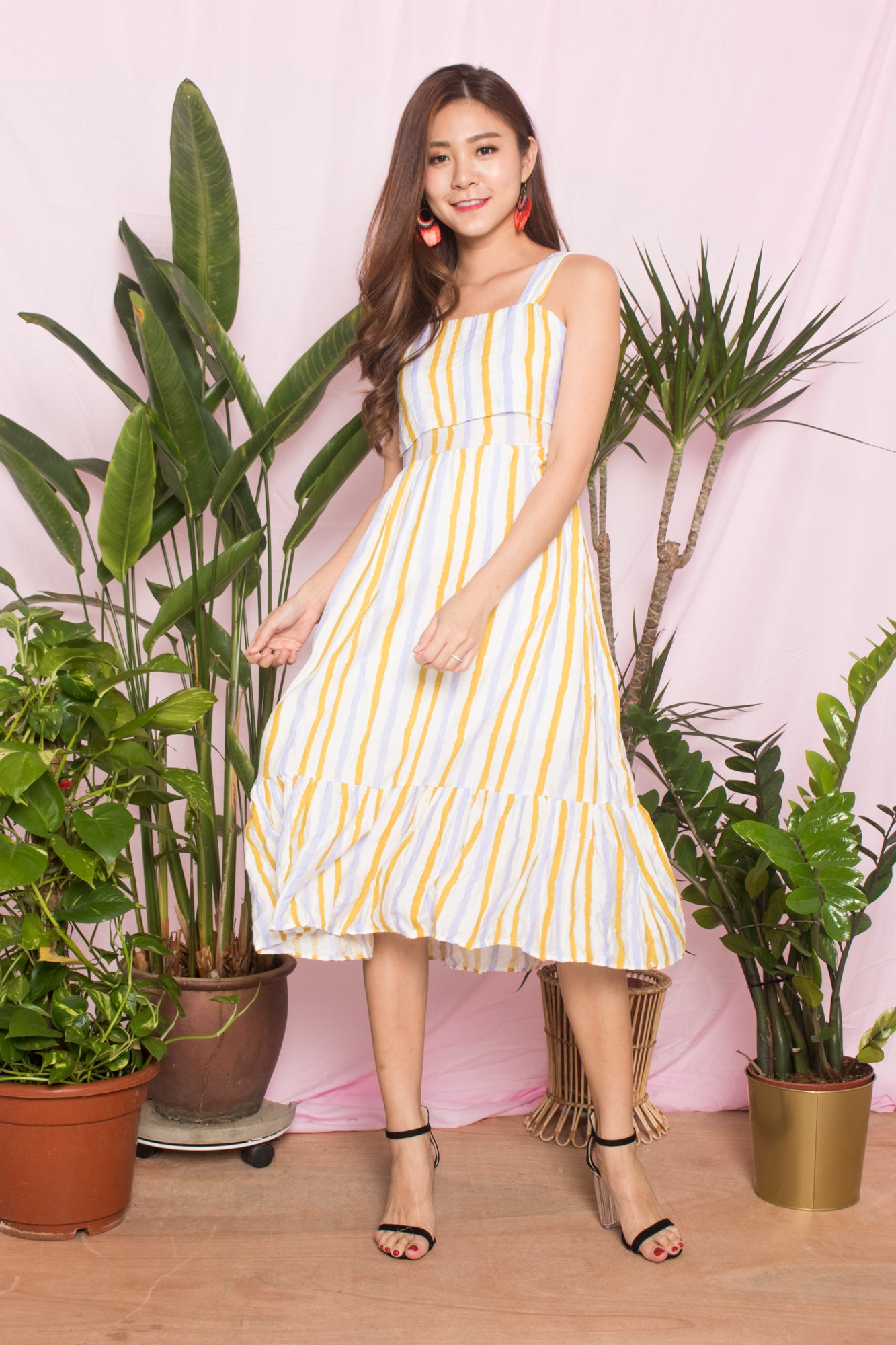 Chloey Stripes Dress in Yellow