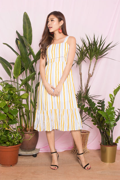 Chloey Stripes Dress in Yellow