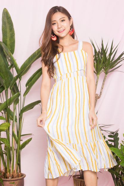 Chloey Stripes Dress in Yellow