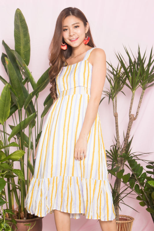 Chloey Stripes Dress in Yellow