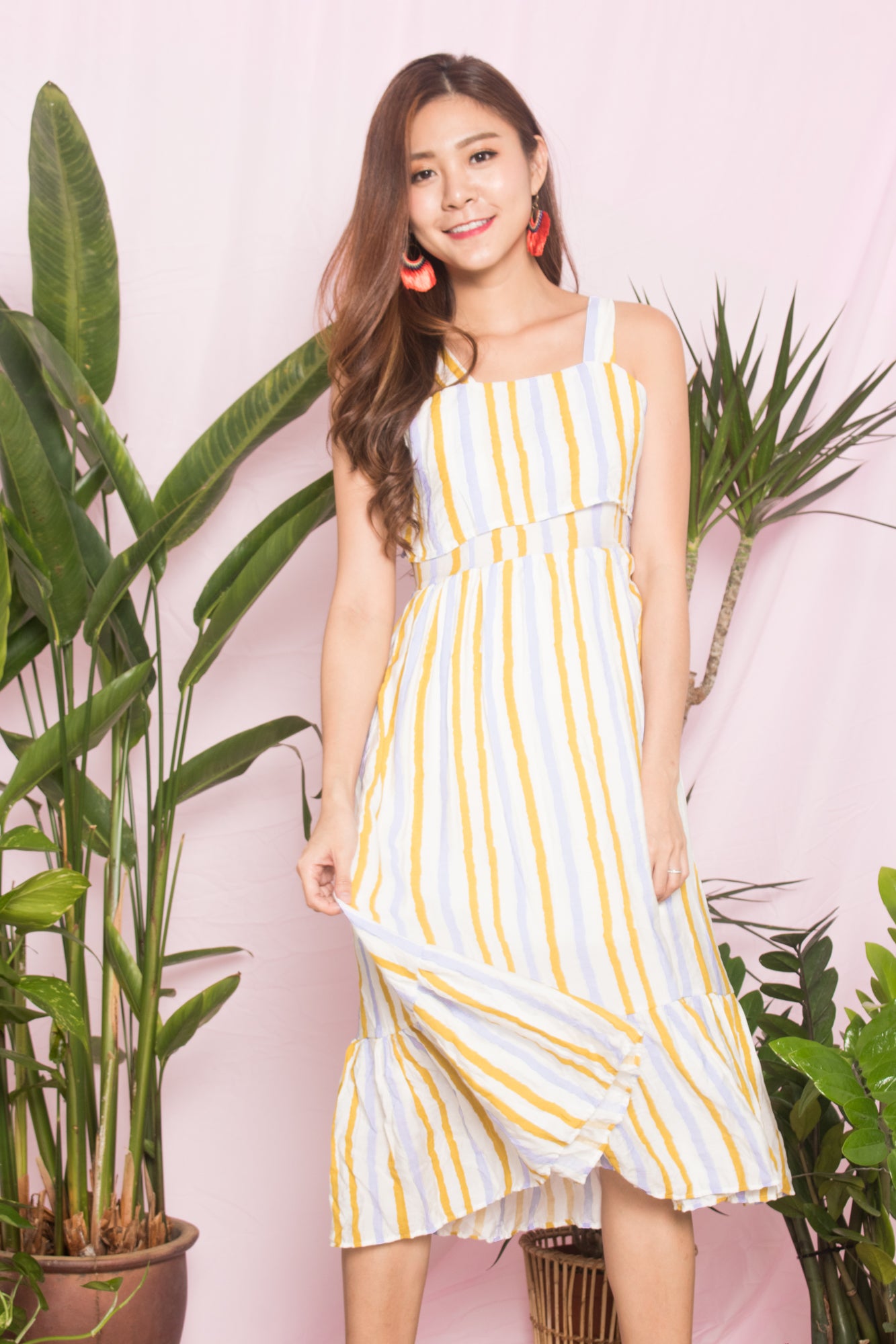 Chloey Stripes Dress in Yellow