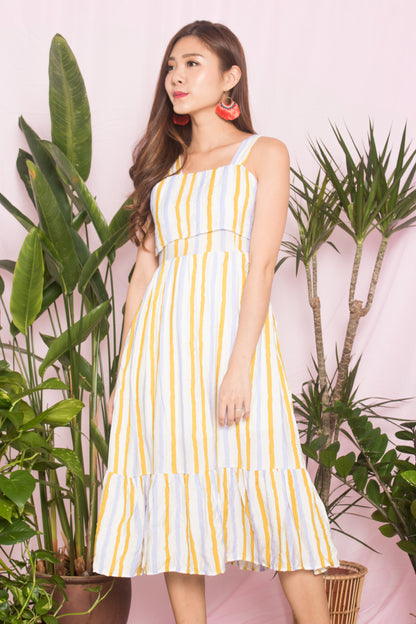 Chloey Stripes Dress in Yellow