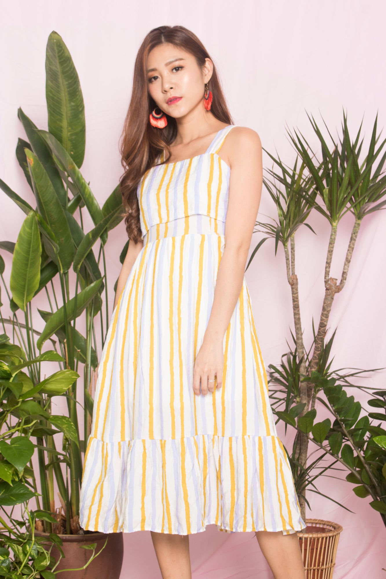 Chloey Stripes Dress in Yellow