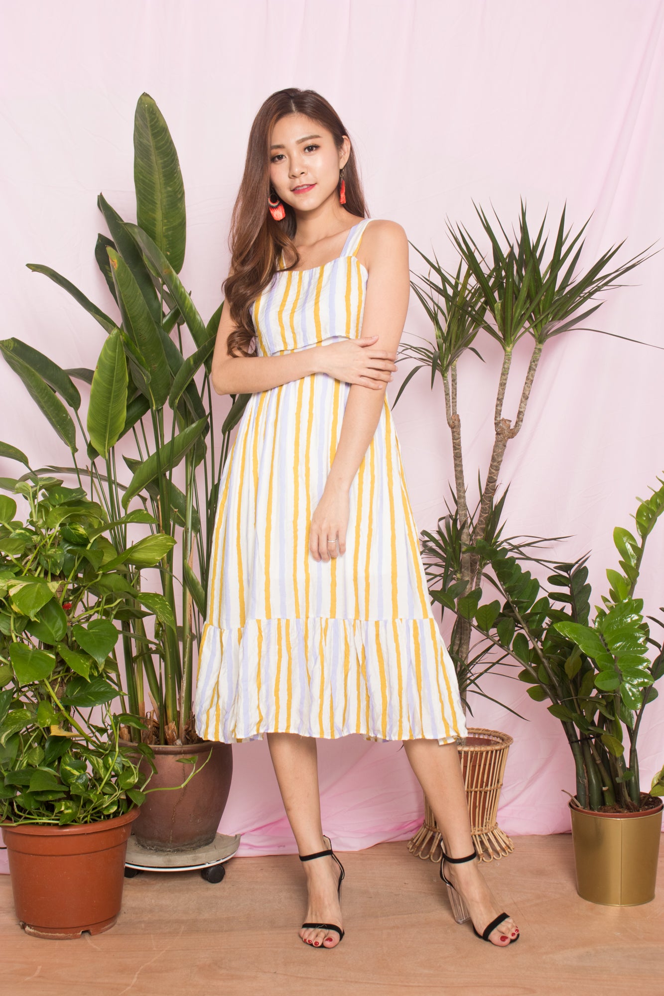 Chloey Stripes Dress in Yellow