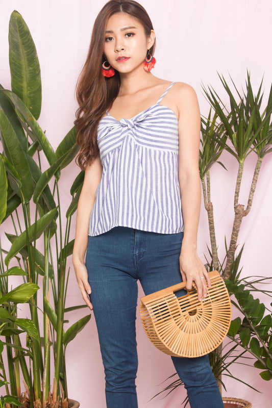 Cheryl Stripes Babydoll Top in Navy