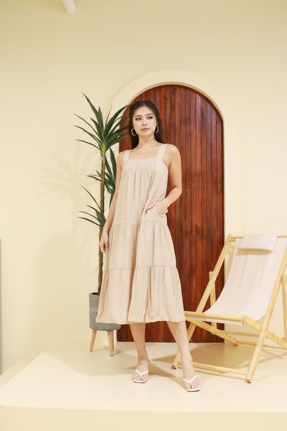 Willow Linen Maxi Dress in Ecru